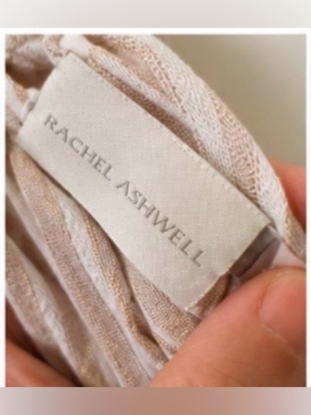 Rachel Ashwell Linen Blend Braided Strap Maxi Dress Beige Stripe Boho Beach M - Picture 7 of 7